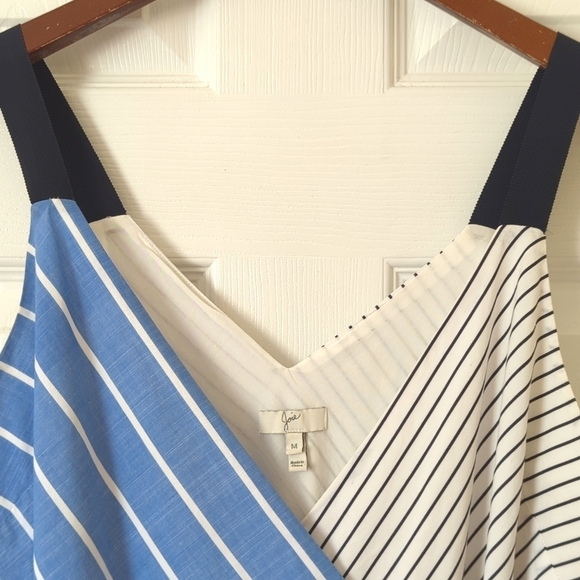 Joie Editha Striped Colorblock Sleeveless V-neck A-Line Mini Wrap Dress Medium - Picture 3 of 16